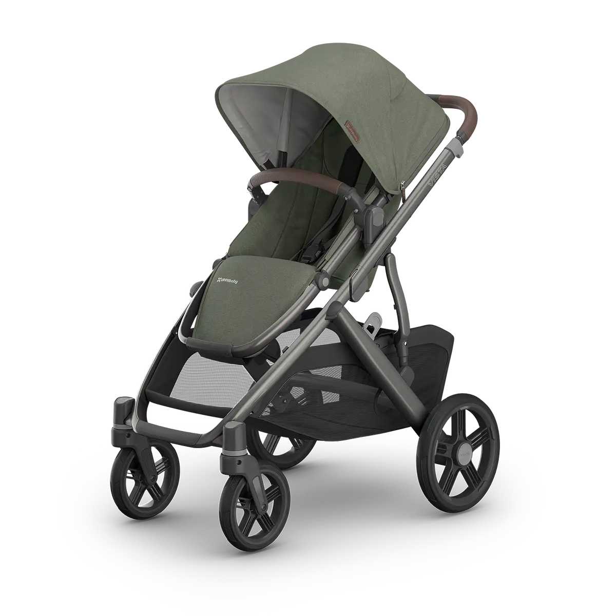 UPPAbaby Vista V3 Stroller Evelyn - Meadow Green | Graphite Frame | Chestnut Leather