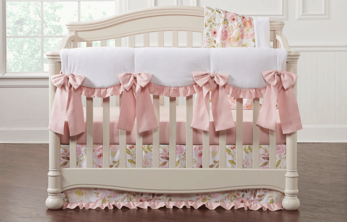 Pink Teddy Bear Crib Skirt