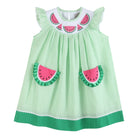 Green Seersucker Watermelon Smocked Bishop Dress - Liz and Roo