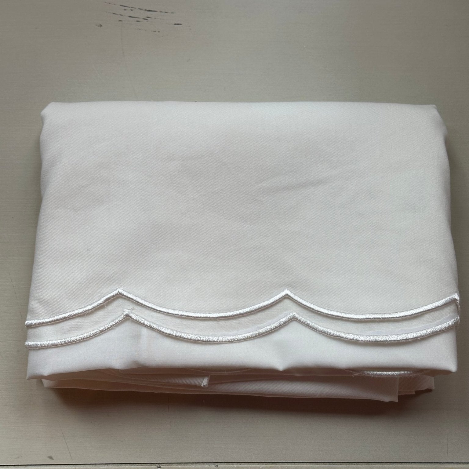 Scallop Crib Skirt with White or Pink Trim - Liz and Roo