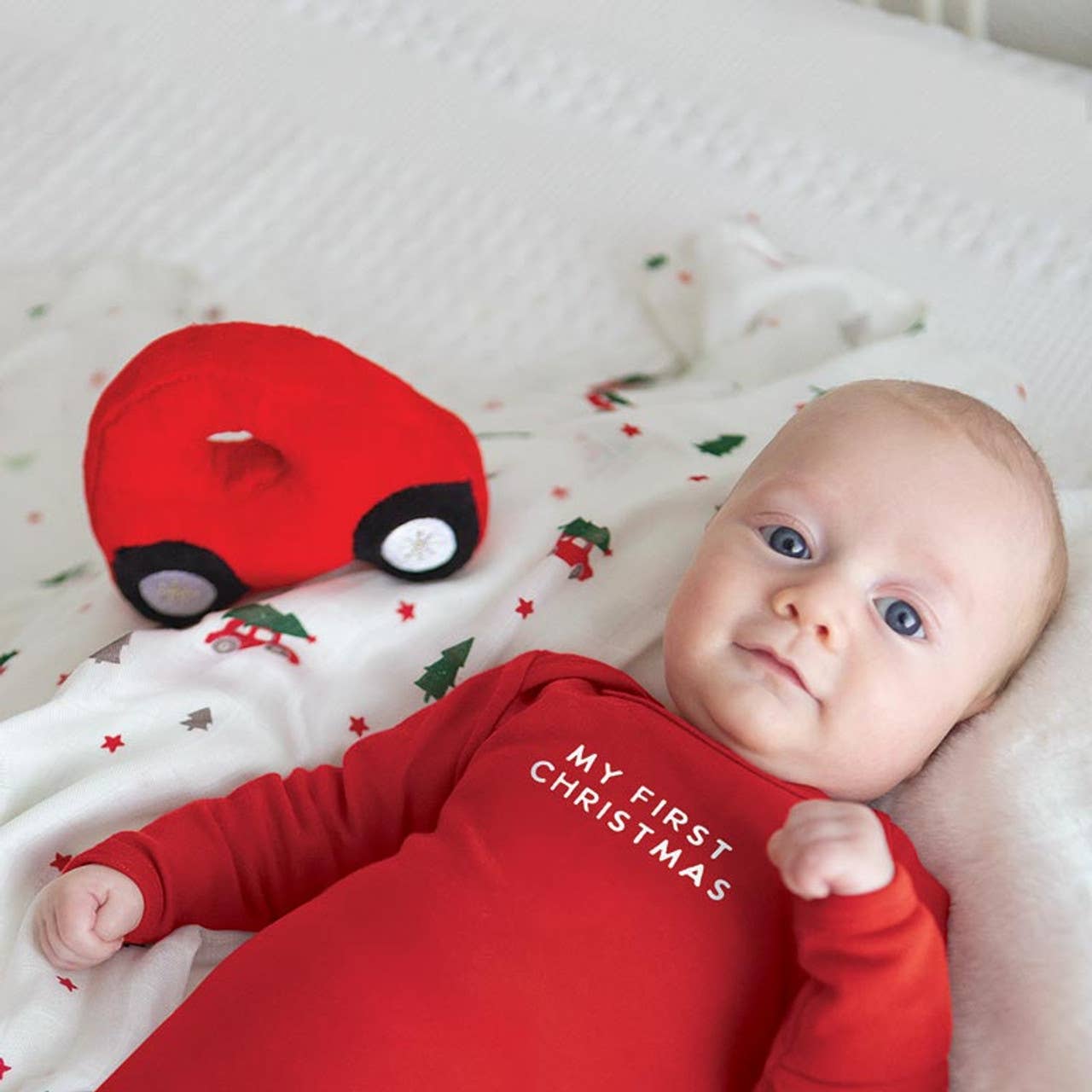 Swaddle Blanket - Plush Car Rattle - Liz and Roo