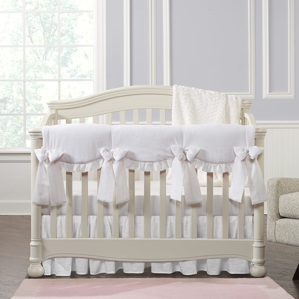 All White Linen 8-pc. Crib Bedding Set - Liz and Roo