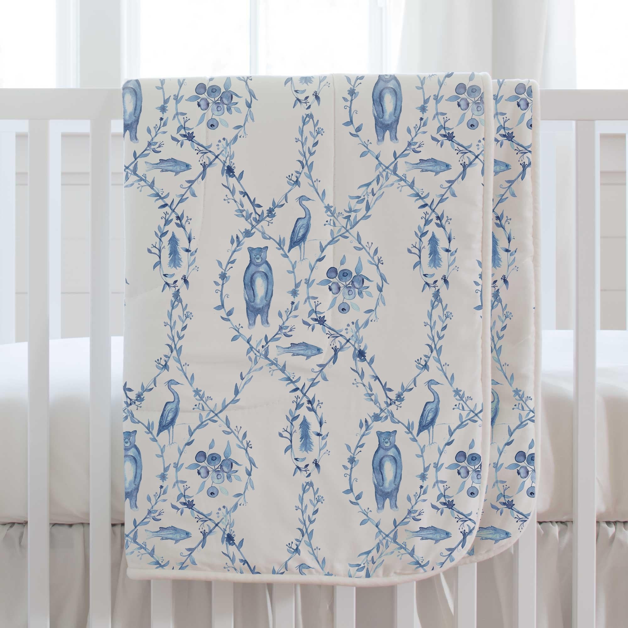 Blue-Beary Toile Rail Cover - Liz and Roo