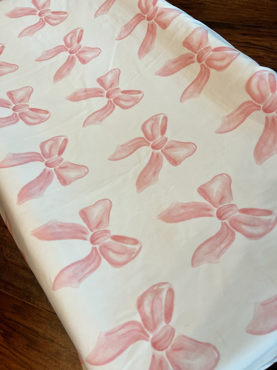 Petal Pink Bows Crib Sheet