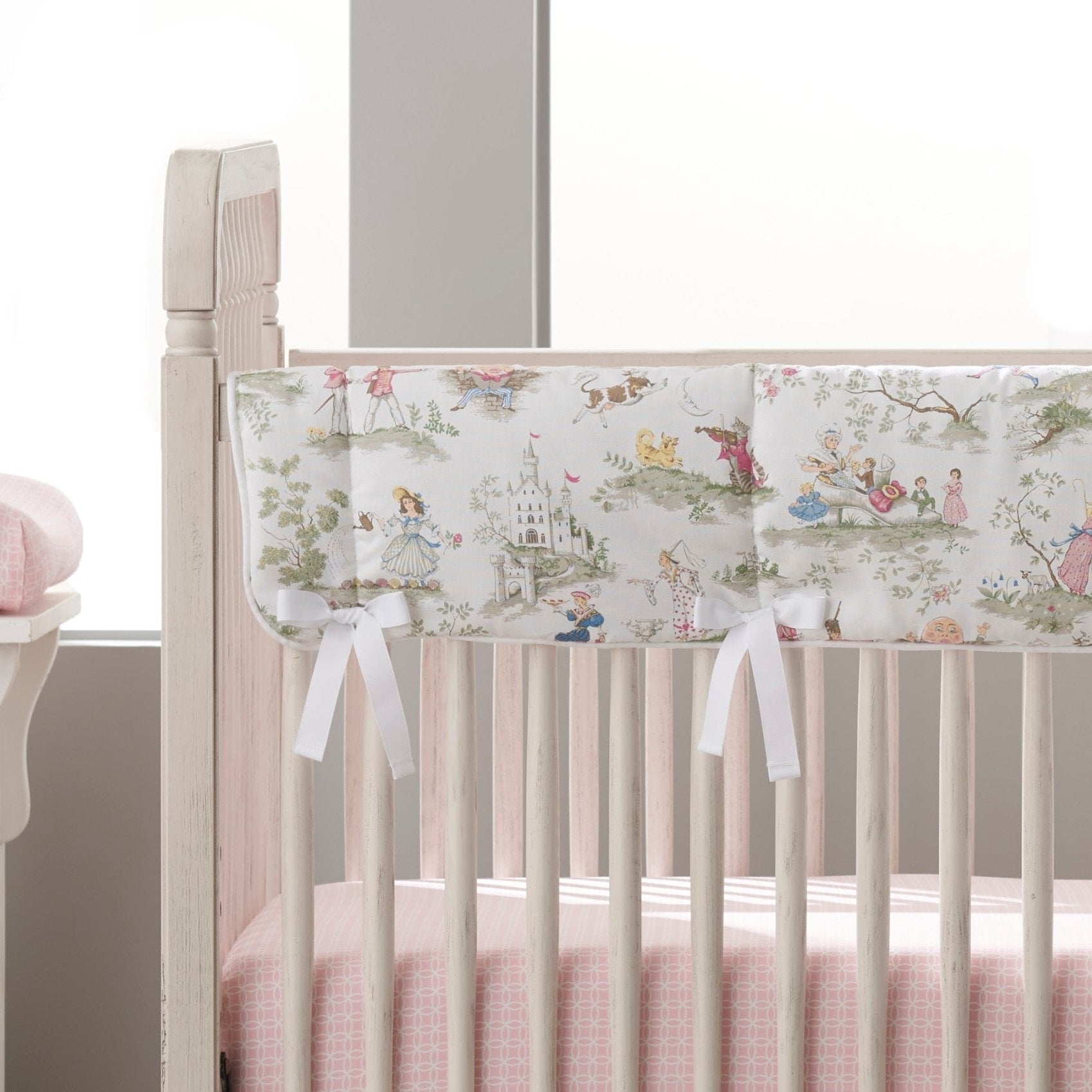 Copy of Nursery Rhyme Toile MINI Crib Rail Cover - Liz and Roo