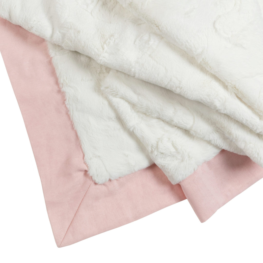 faux fur blanket with petal trim