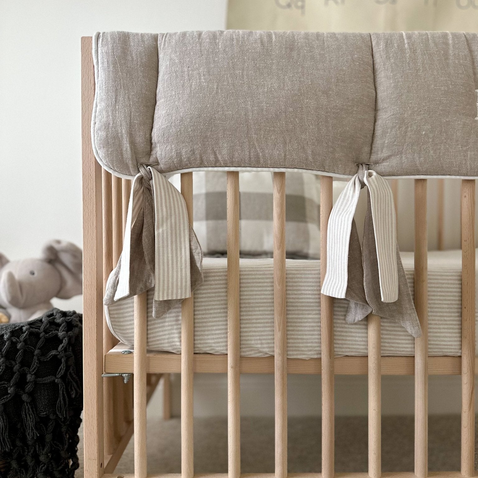 Flax Linen Rail Cover with Knot Ties and Accent Ties - Liz and Roo