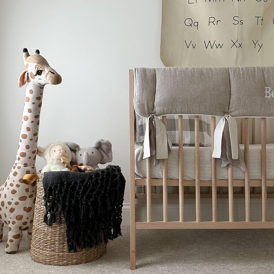 Flax Linen Rail Cover with Knot Ties and Accent Ties - Liz and Roo