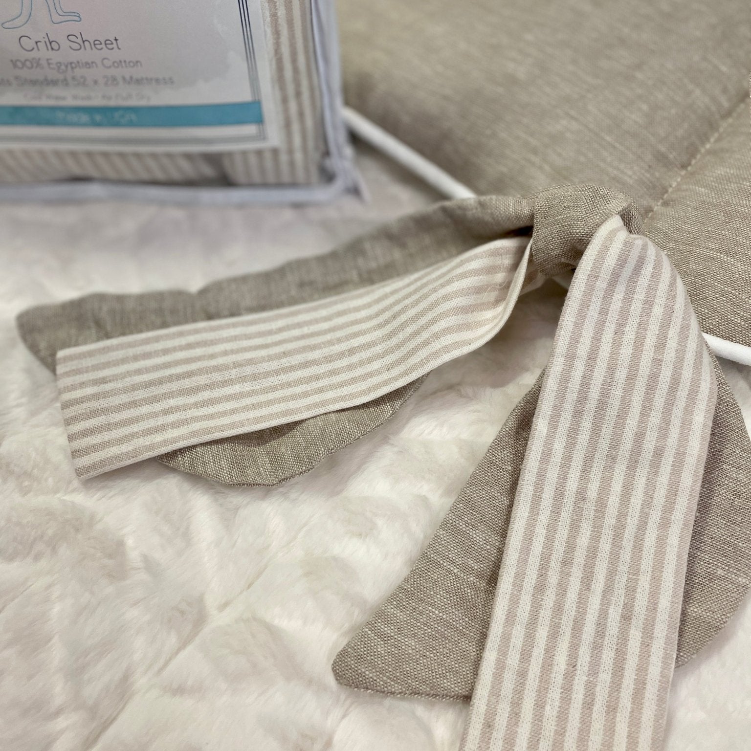 Flax Linen Rail Cover with Knot Ties and Accent Ties - Liz and Roo