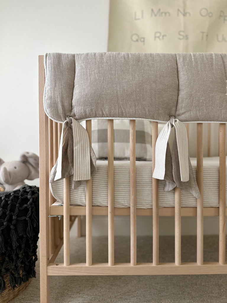 Flax Linen Stripe Crib Sheet - Liz and Roo