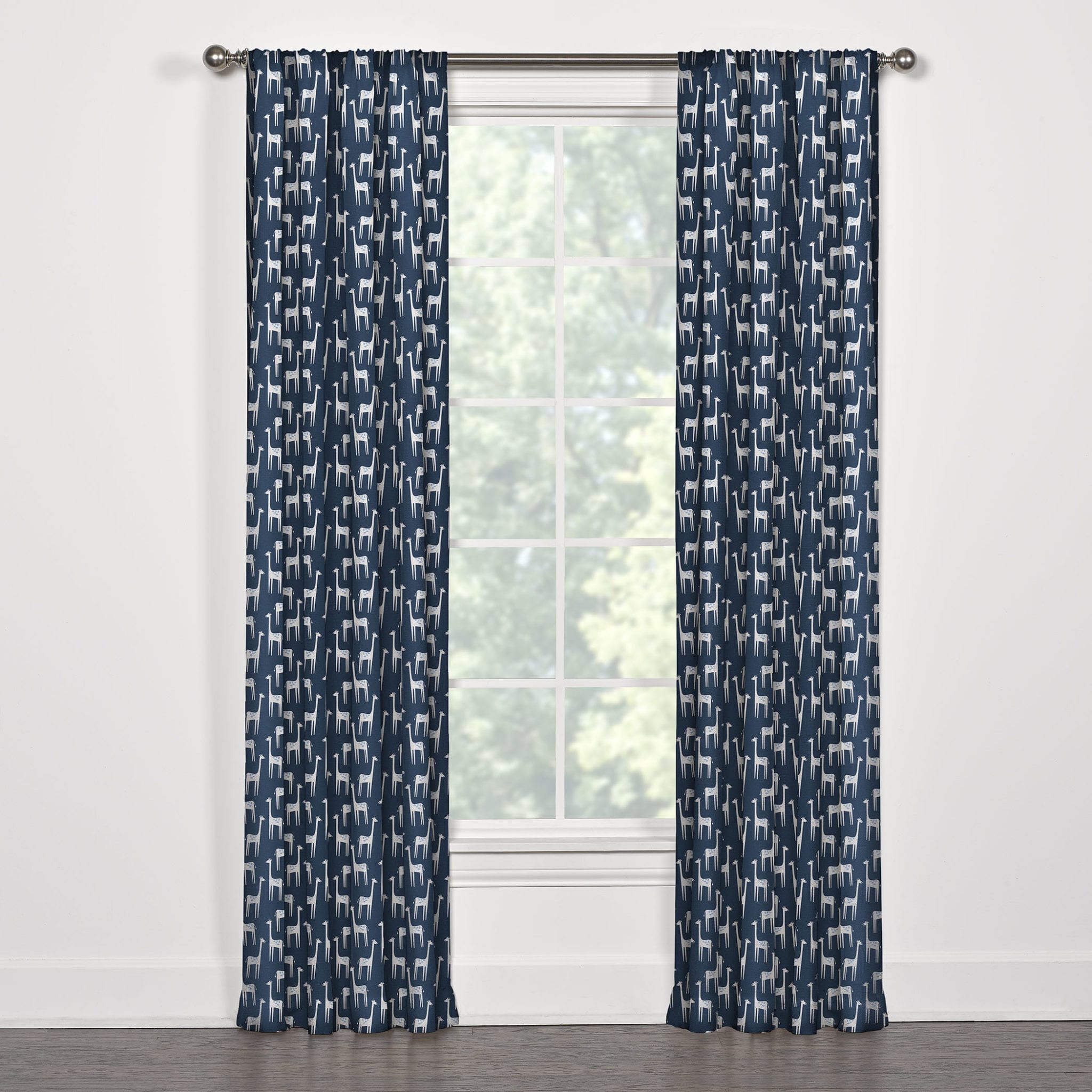 Navy Giraffe Curtains