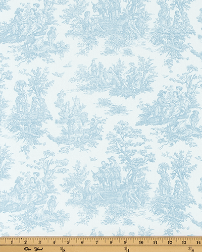 Light Blue Toile Crib Rail Cover with Gingham Fabric Ties - Liz and Roo