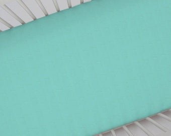 Mini Crib Sheet | 24" x38" Solid Teal Crib Sheet - Liz and Roo