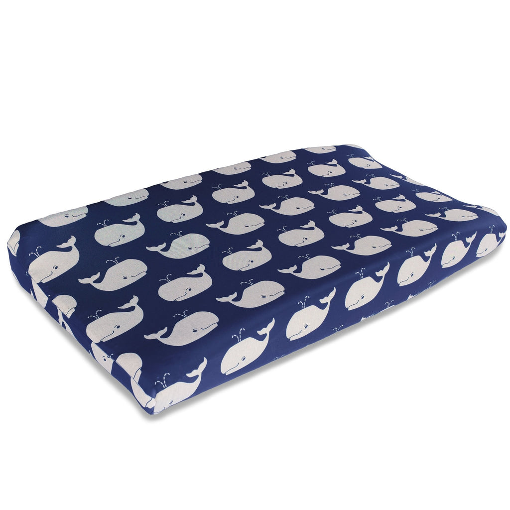Navy Whales Changing Pad Cover - Liz and Roo