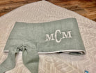 New! Sage Green Linen Crib Rail Cover with Knot Ties - Liz and Roo