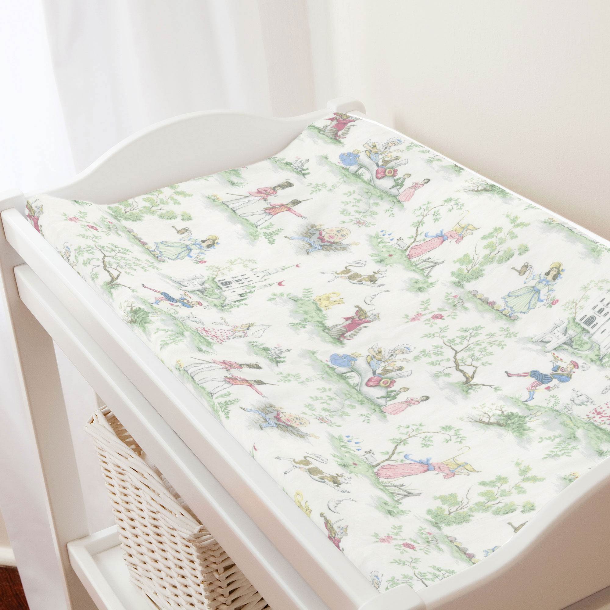 Nursery Rhyme Toile Changing Pad Cover - Liz and Roo