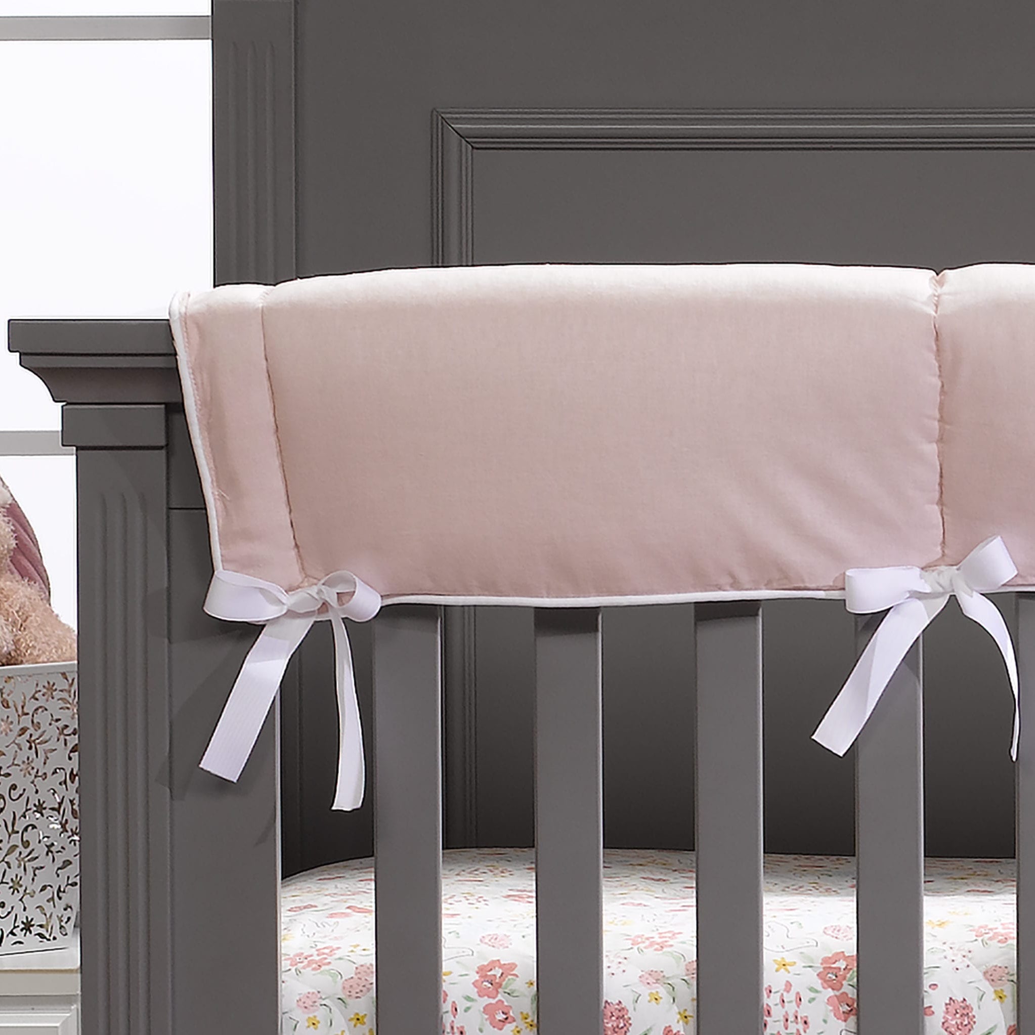 Petal Pink Linen Crib Rail Cover - Liz and Roo