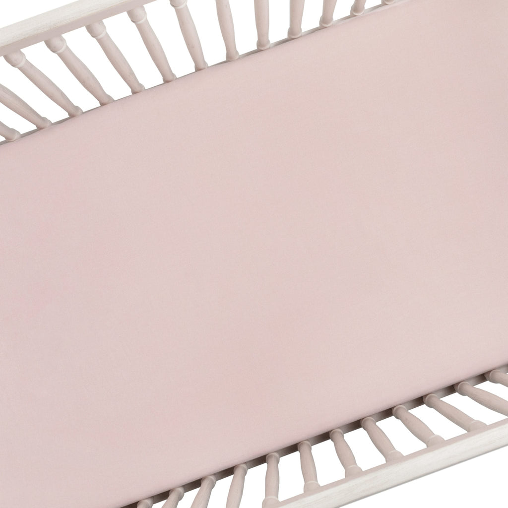 Petal Pink Linen Crib Sheet | Linen Blend Crib Sheet - Liz and Roo