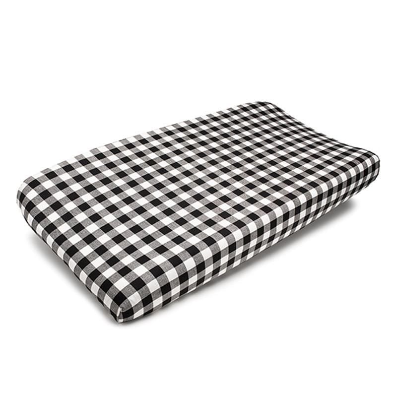 Plaid (Black and White) Contoured Changing Pad Cover - Liz and Roo