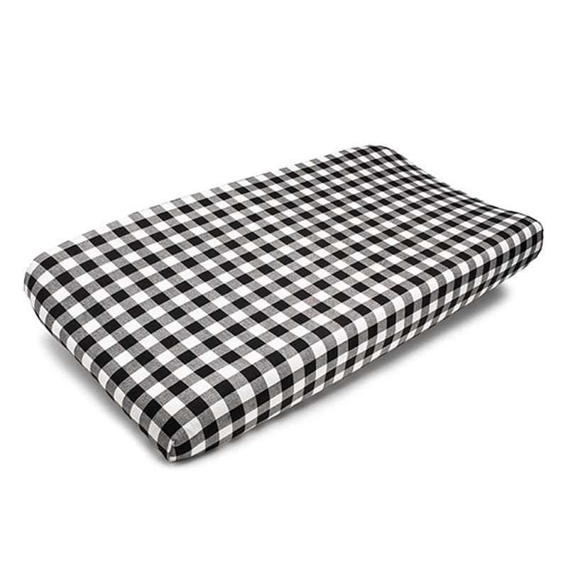 Plaid (Black and White) Contoured Changing Pad Cover Liz and Roo
