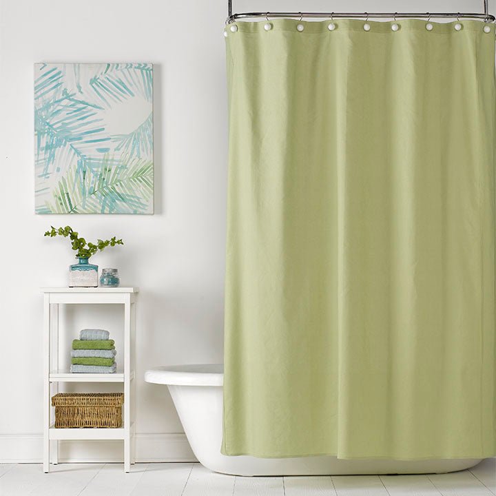 Sweet Pea (Green) Linen Shower Curtain - Liz and Roo