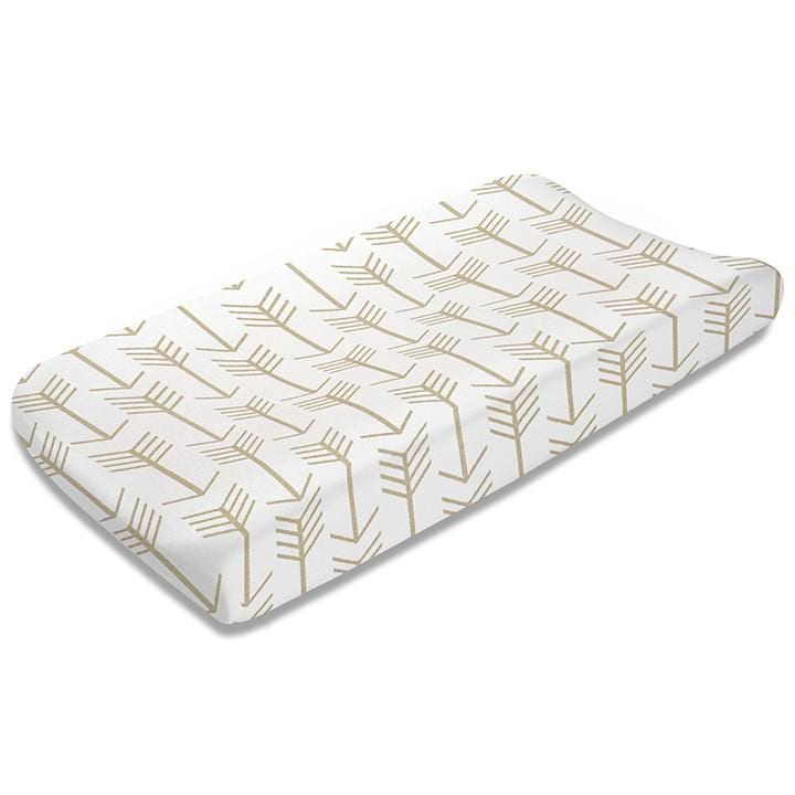 Tan Arrow Contoured Changing Pad Cover - Liz and Roo
