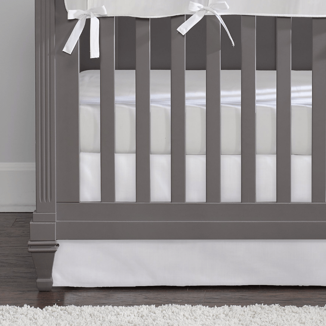White Cotton Flat Panel Crib Skirt - Liz and Roo