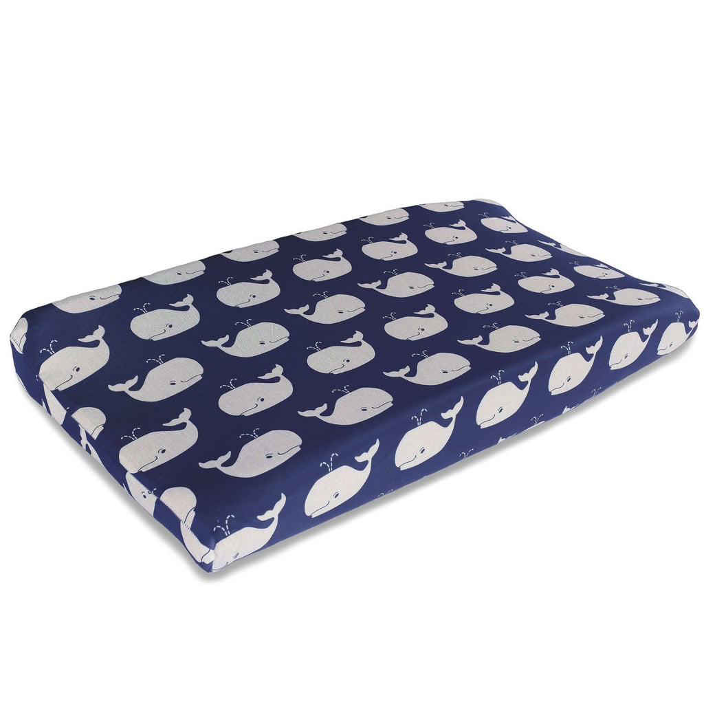 White Whale Tails Contoured Changing Pad Cover - Liz and Roo