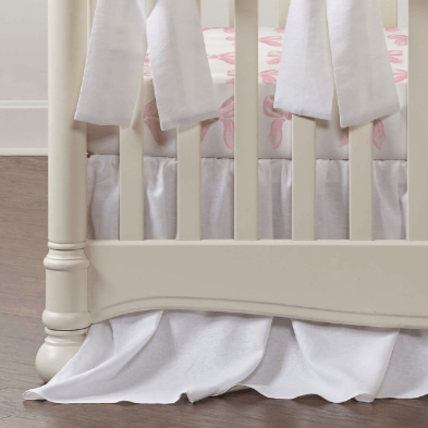 White Woven Crib Skirt Gathered Quality Crib Skirts Liz and Roo