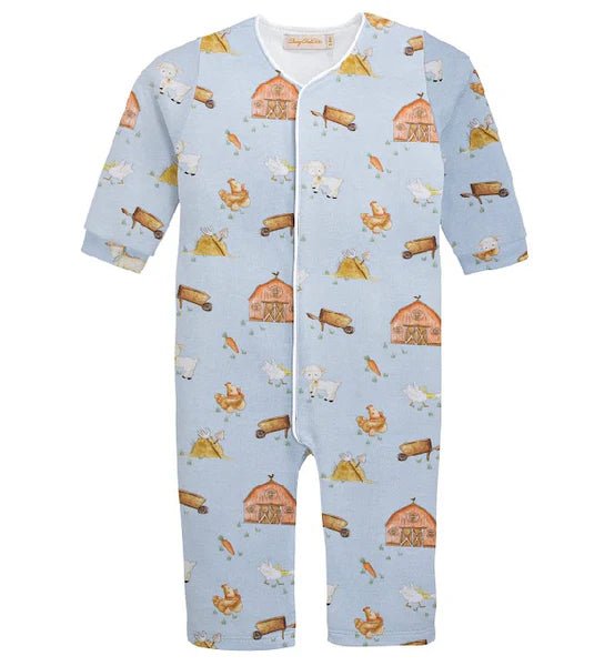 Baby Club Chic Little Farm Blue Coverall - Liz and Roo
