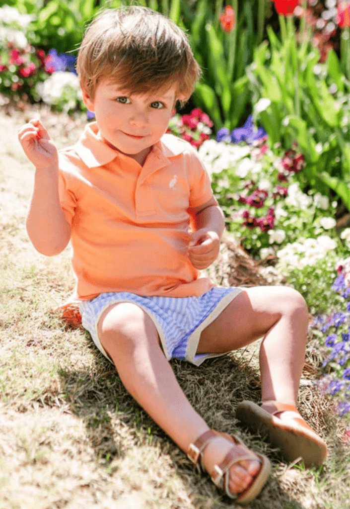 Beaufort Bonnet Prim and Proper Polo in Seashore Sherbert (orange) - Liz and Roo