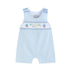 Blue Birthday Boy Smocked Shortalls - Liz and Roo
