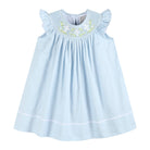 Blue Floral Crosses Smocked Bishop Dress - Liz and Roo