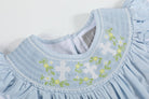 Blue Floral Crosses Smocked Bishop Dress - Liz and Roo