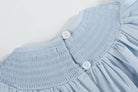 Blue Floral Crosses Smocked Bishop Dress - Liz and Roo
