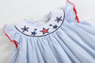 Blue Striped 4th of July Stars Smocked Bishop Dress - Liz and Roo