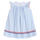 Blue Striped 4th of July Stars Smocked Bishop Dress - Liz and Roo