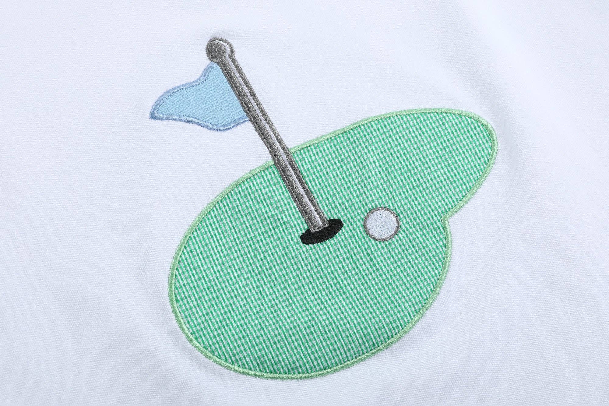 Girls Light Blue Gingham Golf Tee and Shorts 2pc Set - Liz and Roo