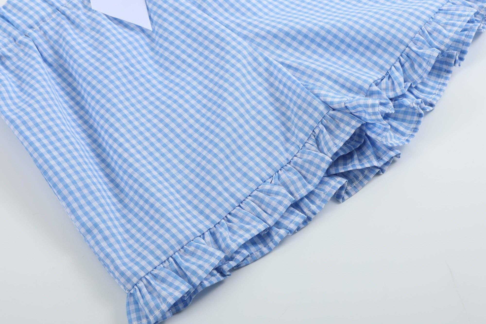 Girls Light Blue Gingham Golf Tee and Shorts 2pc Set - Liz and Roo
