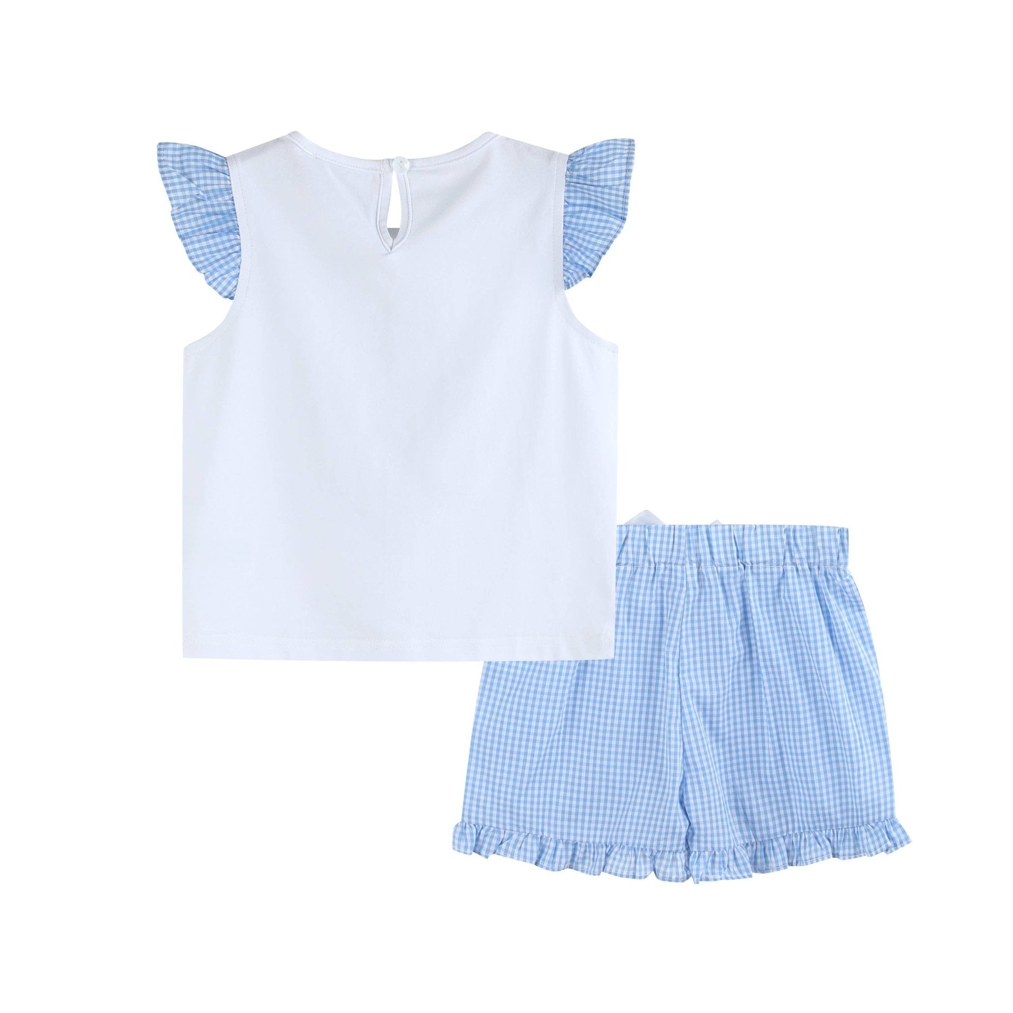Girls Light Blue Gingham Golf Tee and Shorts 2pc Set - Liz and Roo