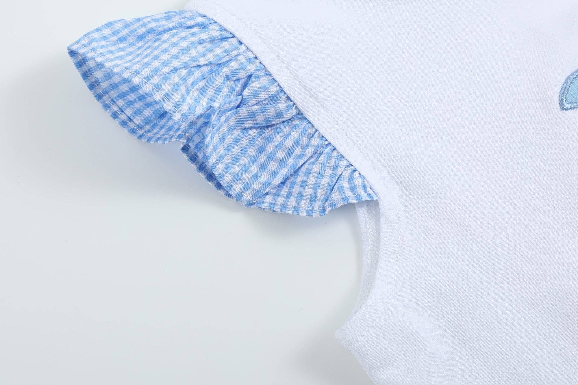 Girls Light Blue Gingham Golf Tee and Shorts 2pc Set - Liz and Roo
