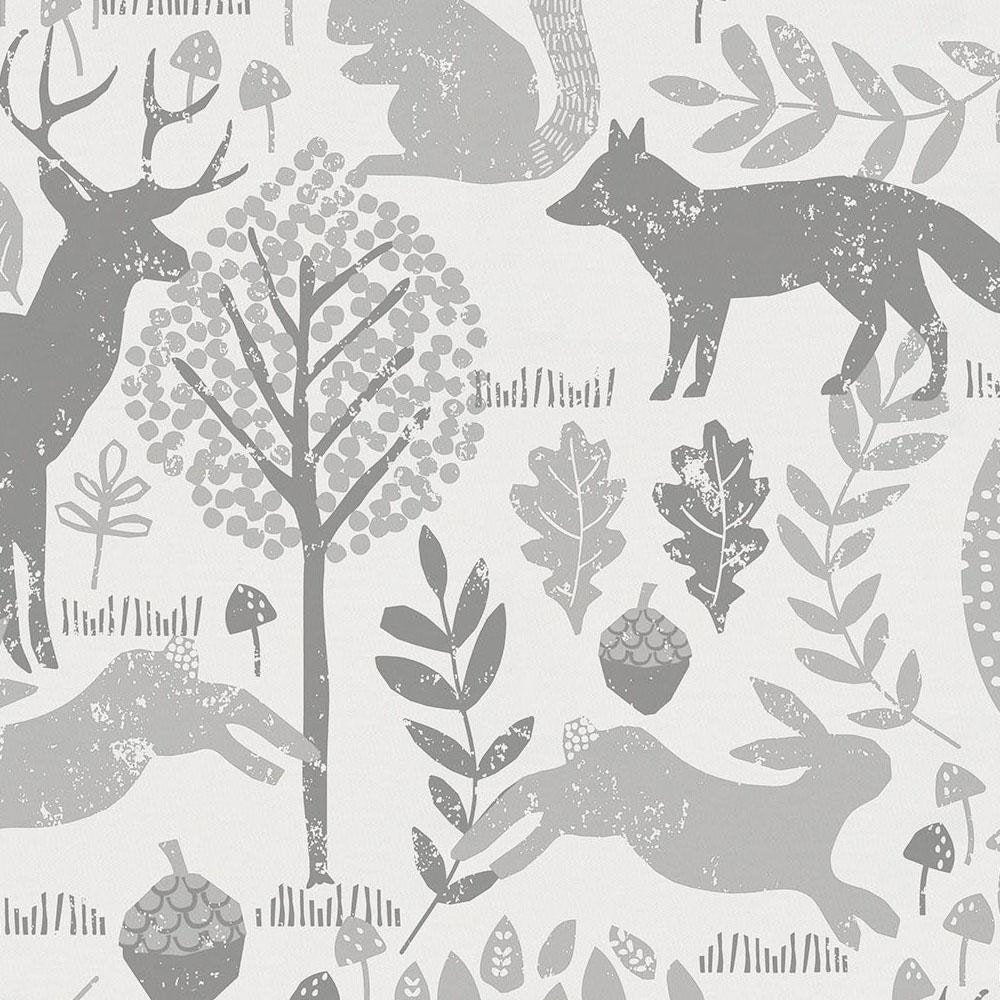 Gray Woodland Animals 17" Crib Skirt Single - Pleat | Carousel Designs - Liz and Roo