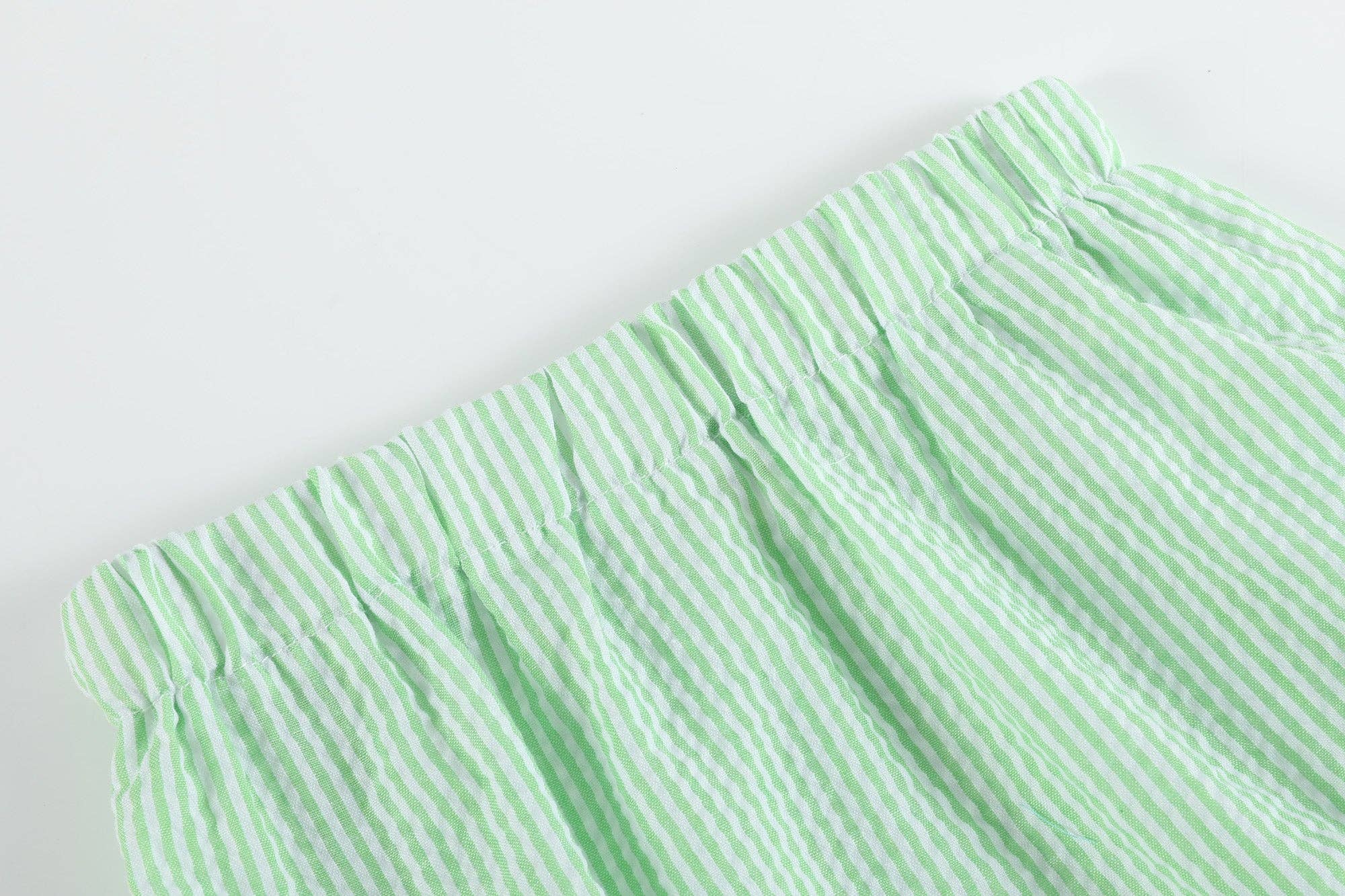 Green & White Stripe Watermelon Smocked Angel - Sleeve Dress & Bloomers - Liz and Roo