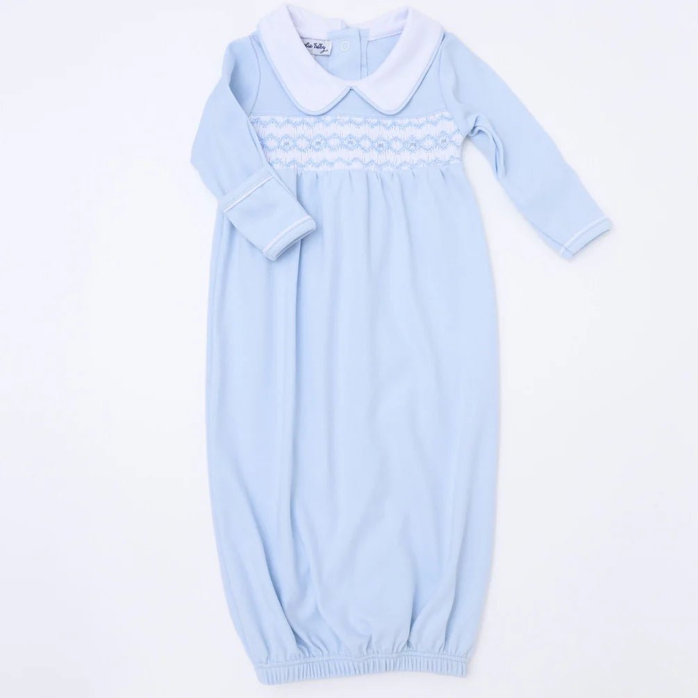 Hudson Smocked Gown - Light Blue - Liz and Roo