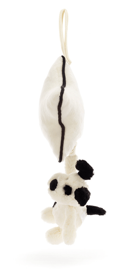 Jellycat Bashful Black and Cream Puppy Plush Musical Pull - Liz and Roo