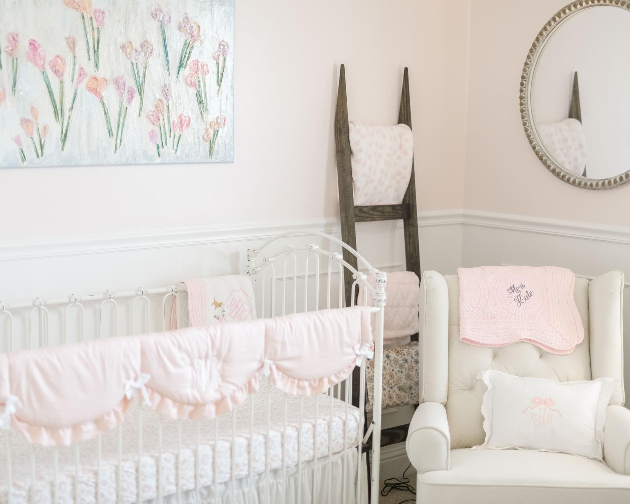 Petal Pink Linen Scalloped Rail Cover