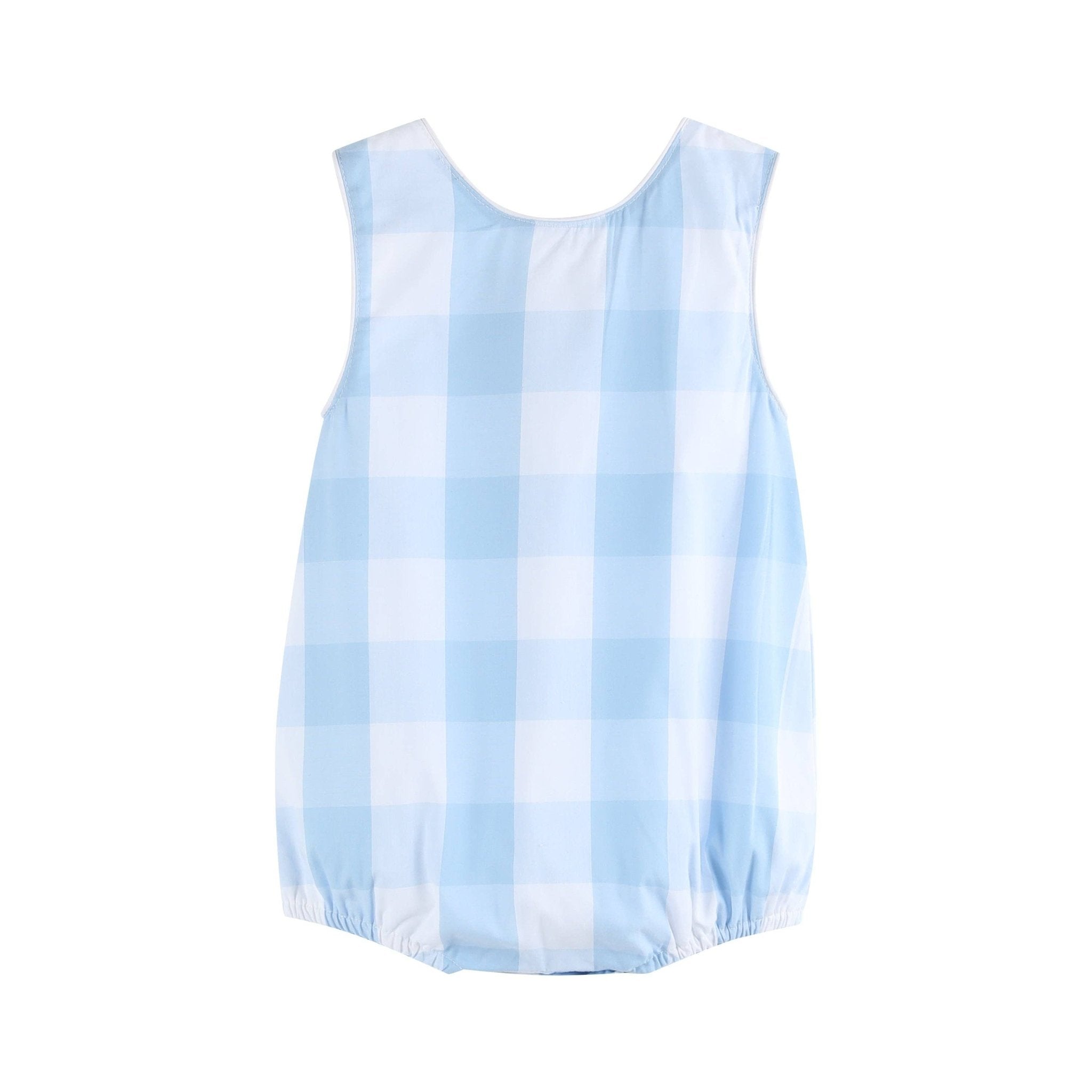 Large Blue Check Bubble Romper - Liz and Roo