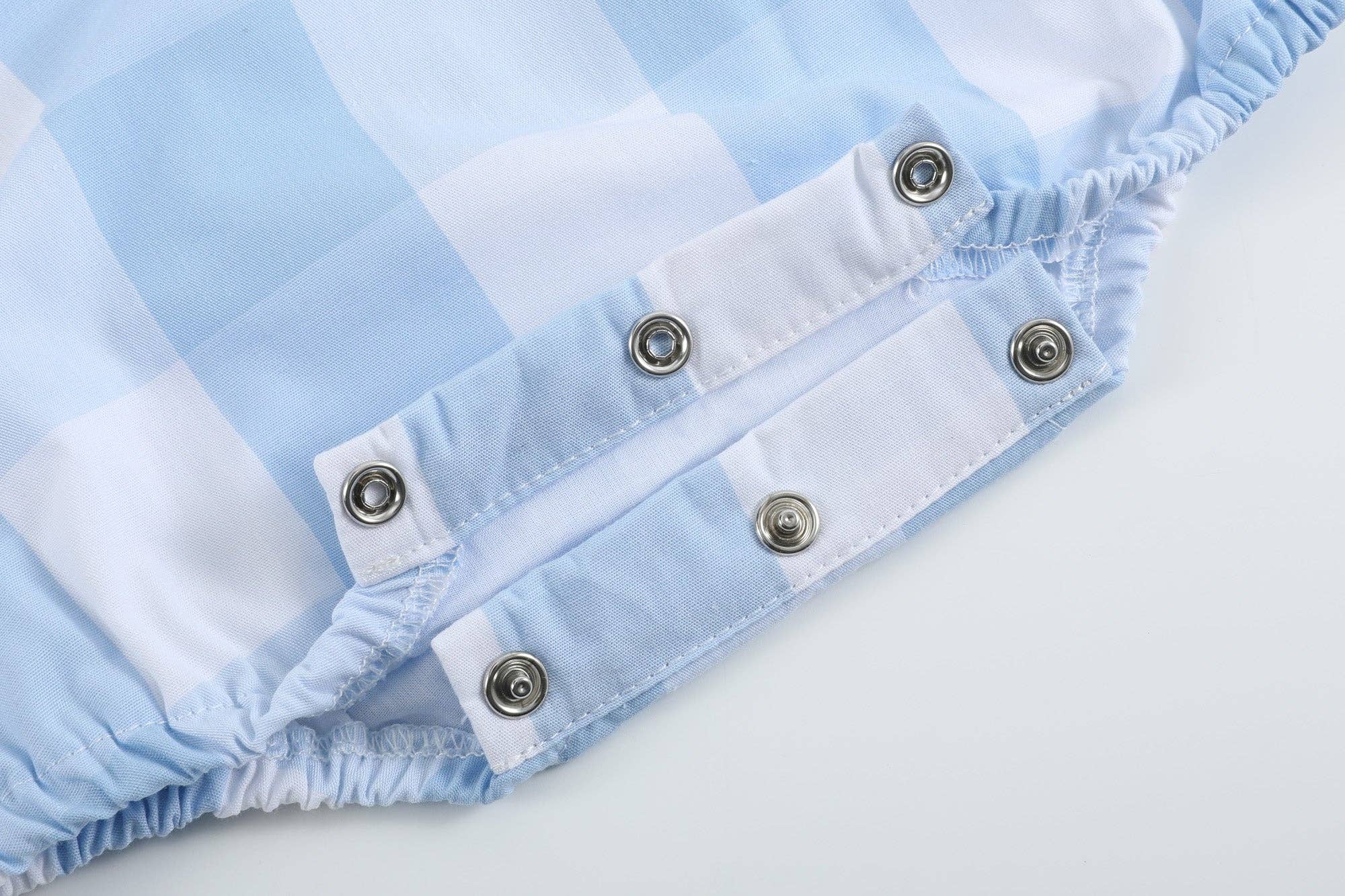 Large Blue Check Bubble Romper - Liz and Roo