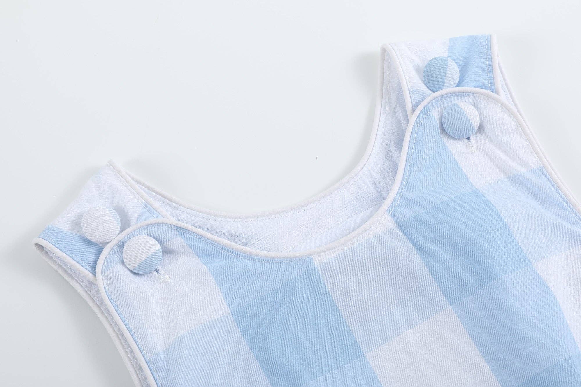 Large Blue Check Bubble Romper - Liz and Roo