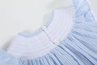 Light Blue Seersucker Easter Bunny Smocked Bishop Dress - Liz and Roo